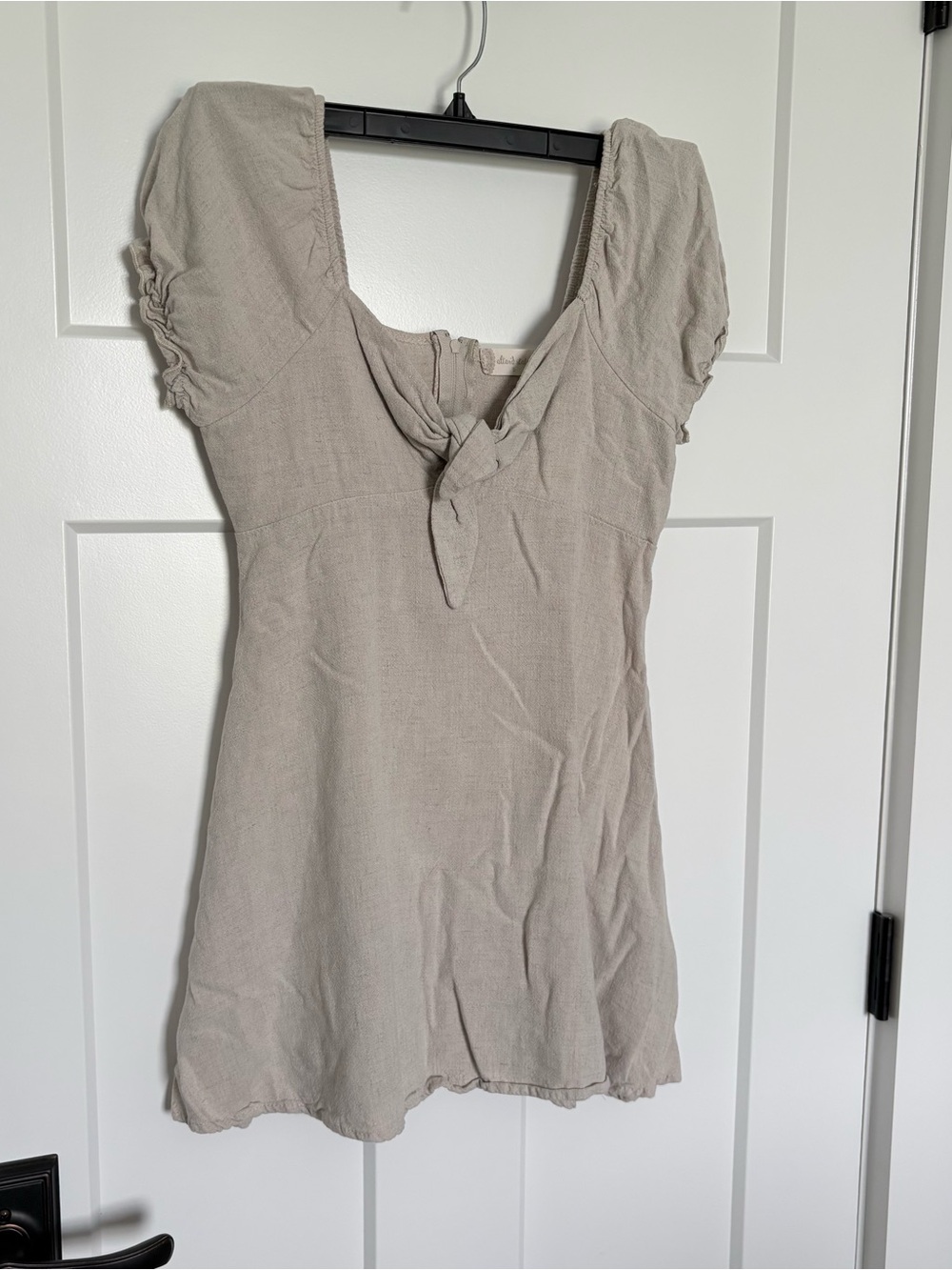 Altar'd State Light Beige Tie-Front Mini Dress